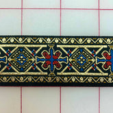 Metallic Ribbon - 1-inch Black, Gold, Red, and Blue Vintage
